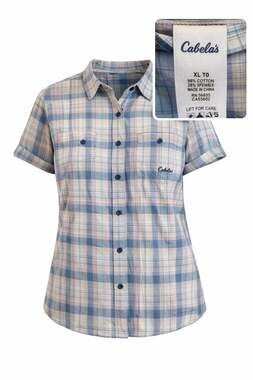 Cabela’s Women XL TG Plaid Button Down Shirt Short Sleeve Stretch Cotton